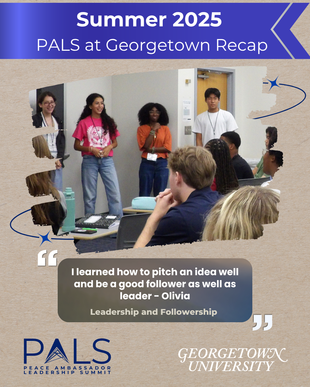 Georgetown PALS students reviewing leadership and followership survey results