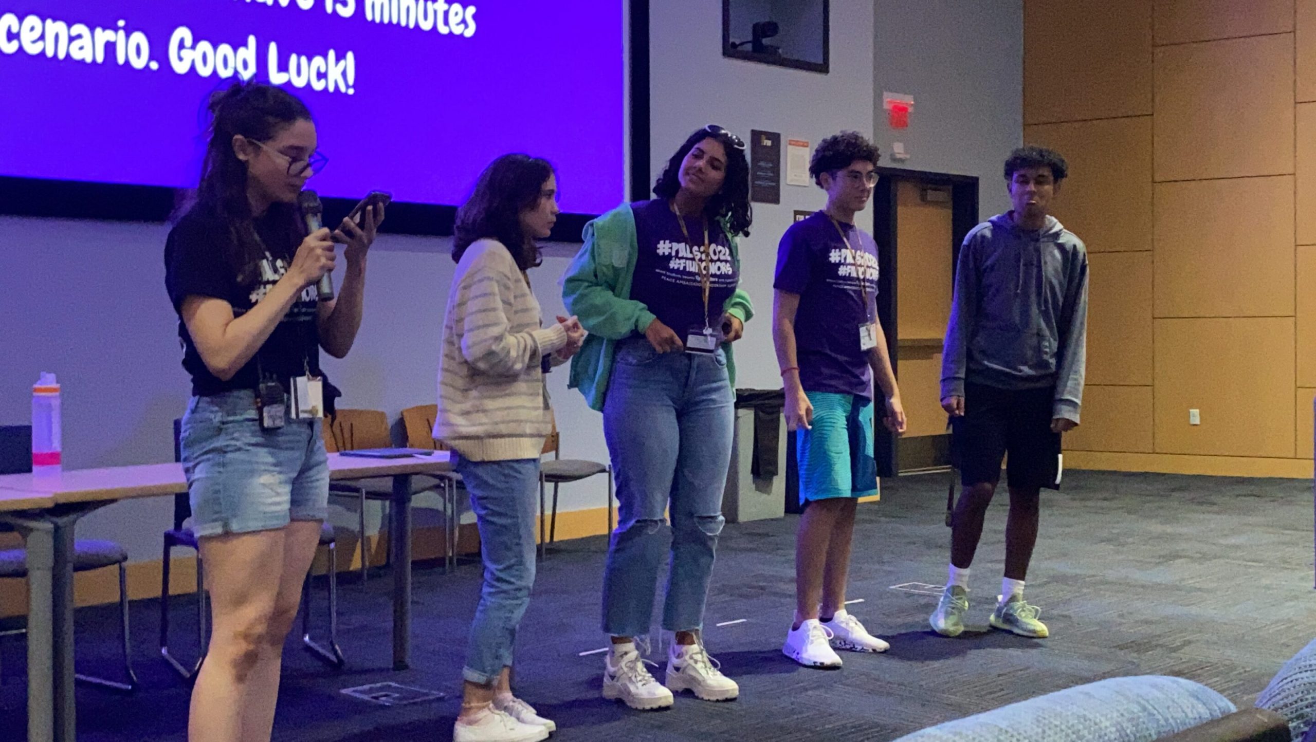 Student leaders presenting to the group at PALS