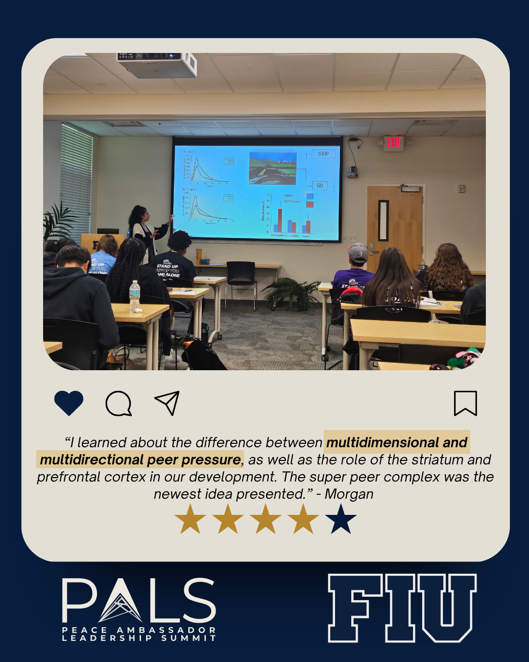 PALS students at FIU in a media and peer pressure workshop