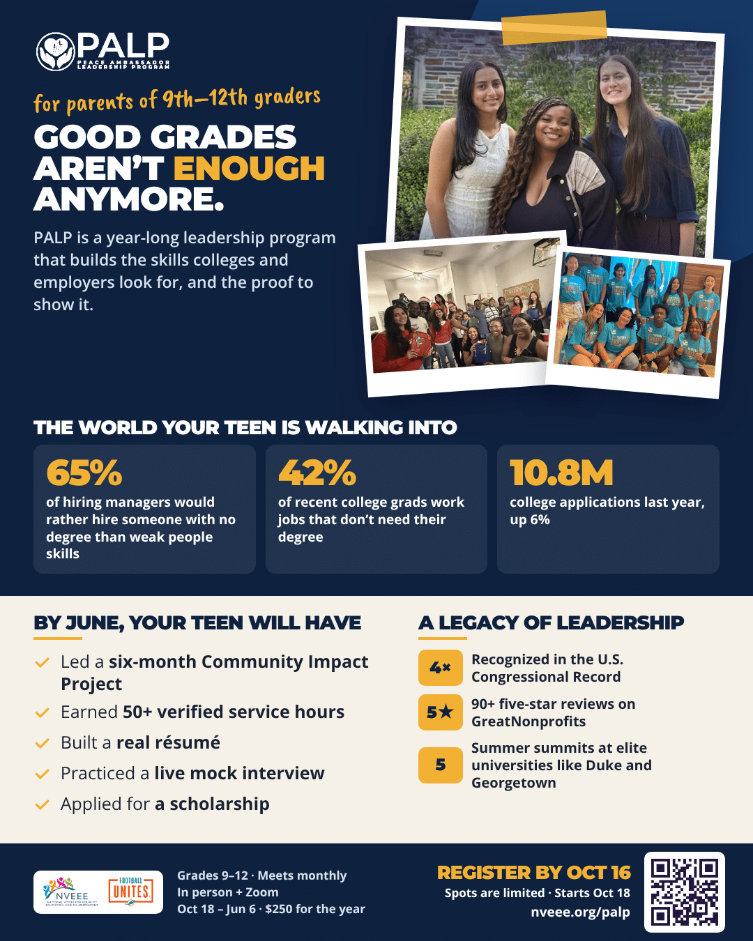 PALP flyer: Social Flyer: Good Grades Aren’t Enough Anymore