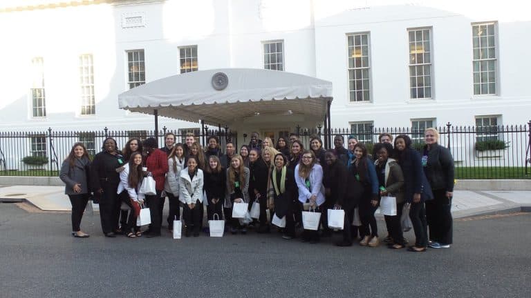 NVEEE interns and Peace Ambassadors outside the White House, November 2016
