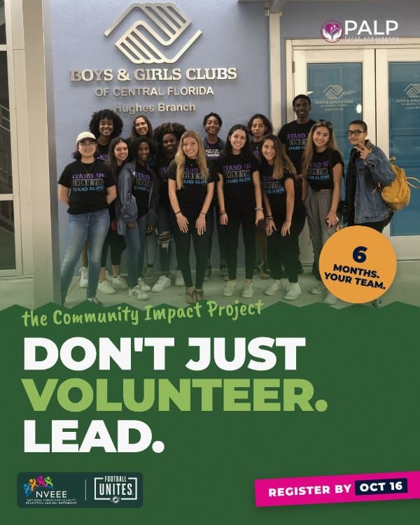 PALP Instagram carousel: Don’t Just Volunteer. Lead.